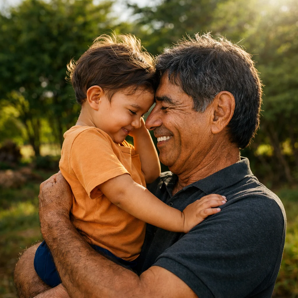 Grandfather with kid